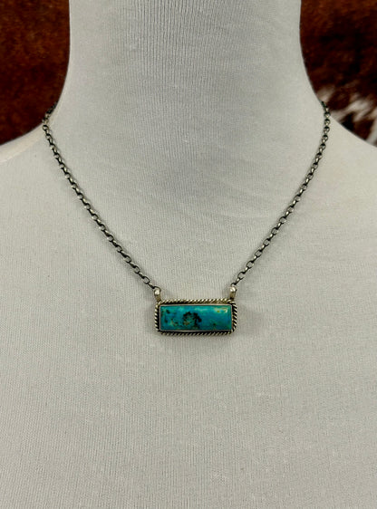 Kingman Turquoise Bar Sterling Necklace