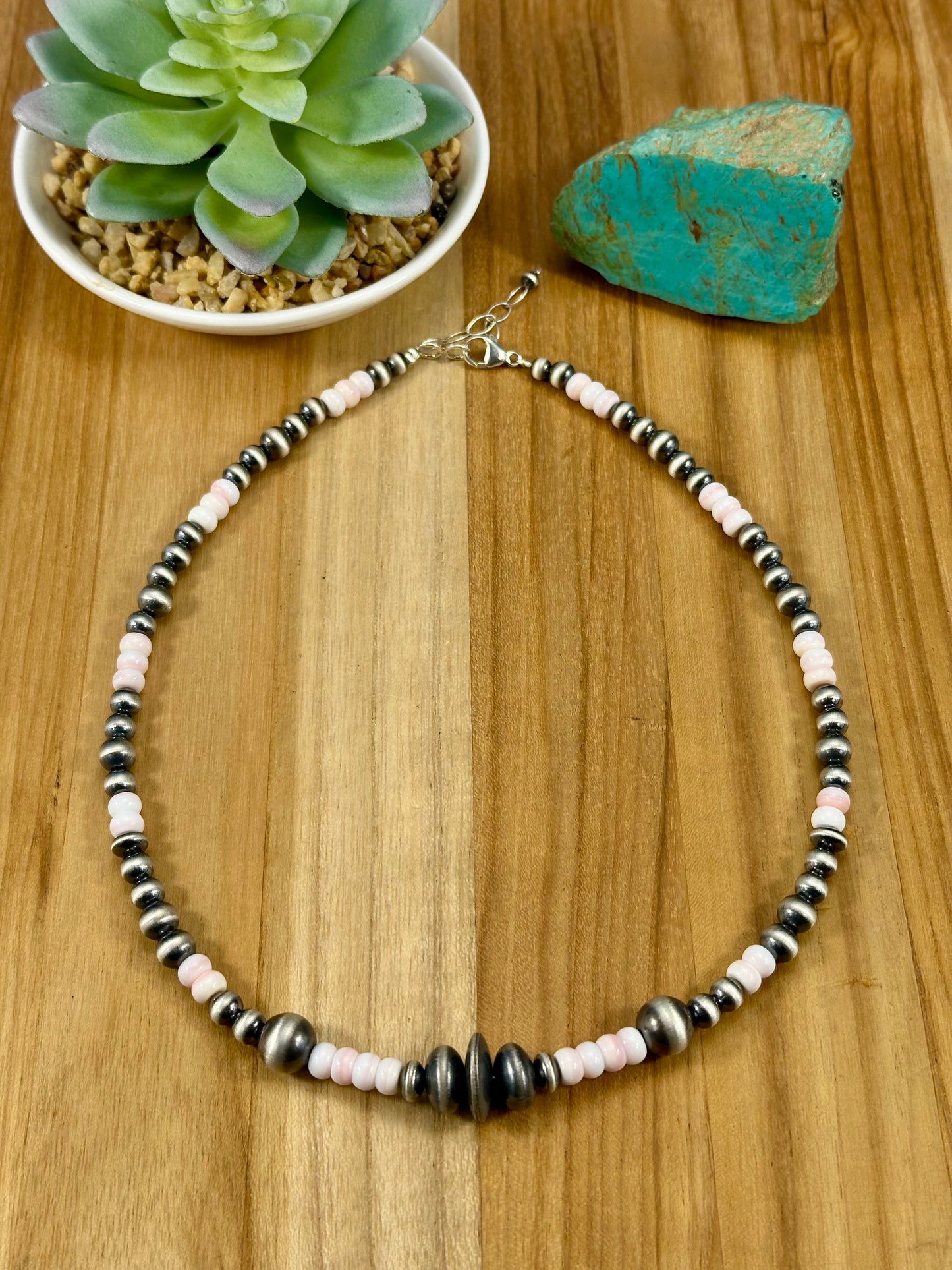 Pink Conch & Sterling Silver Pearl Necklace