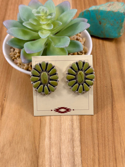Kingman Turquoise Floral Cluster Earrings
