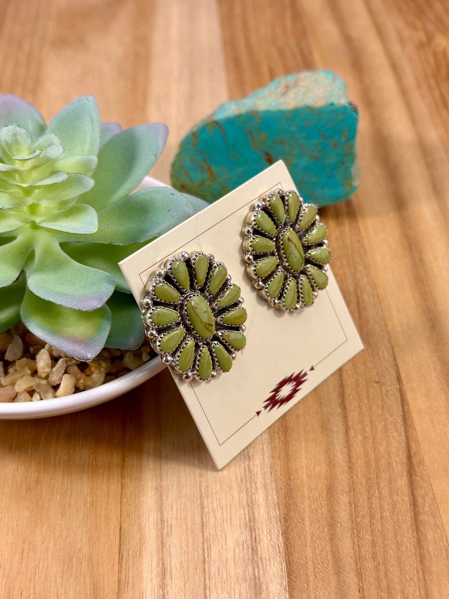 Kingman Turquoise Floral Cluster Earrings