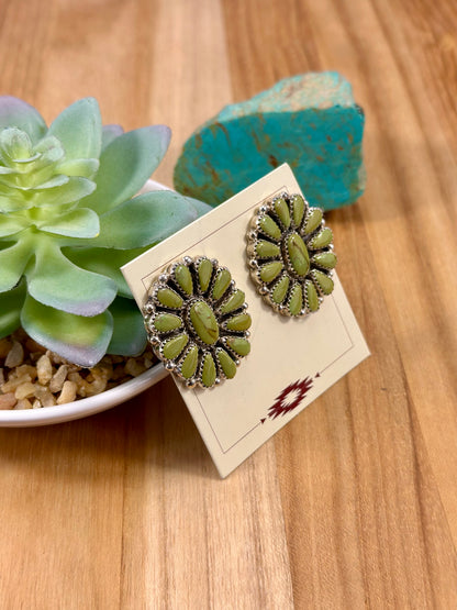 Kingman Turquoise Floral Cluster Earrings