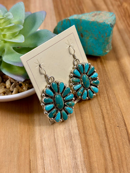 Kingman Turquoise Cluster Dangle Earrings