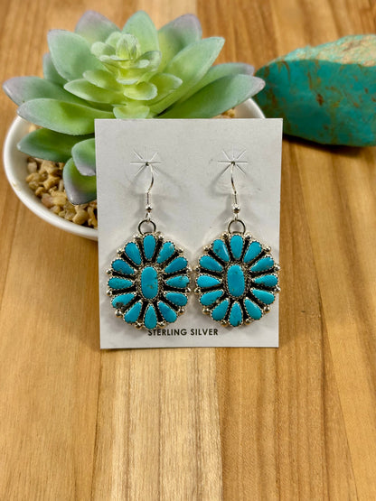Kingman Turquoise Cluster Dangle Earrings