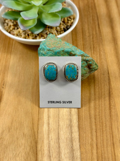 Kingman Turquoise Square Stud Earrings