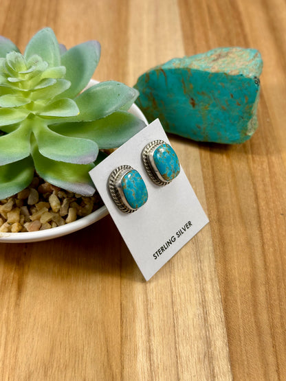 Kingman Turquoise Square Stud Earrings