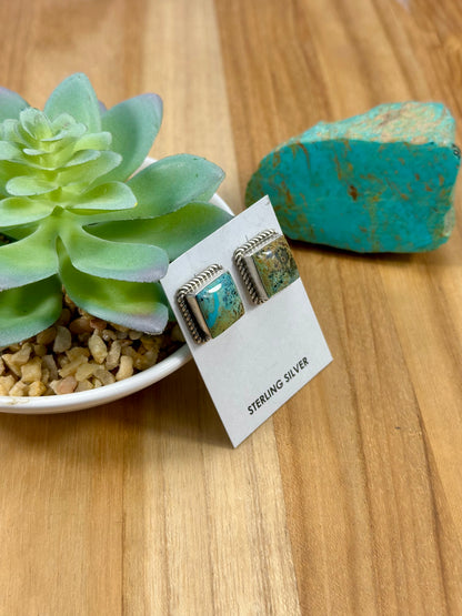 Kingman Turquoise Square Stud Earrings