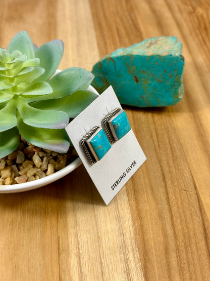 Kingman Turquoise Square Stud Earrings