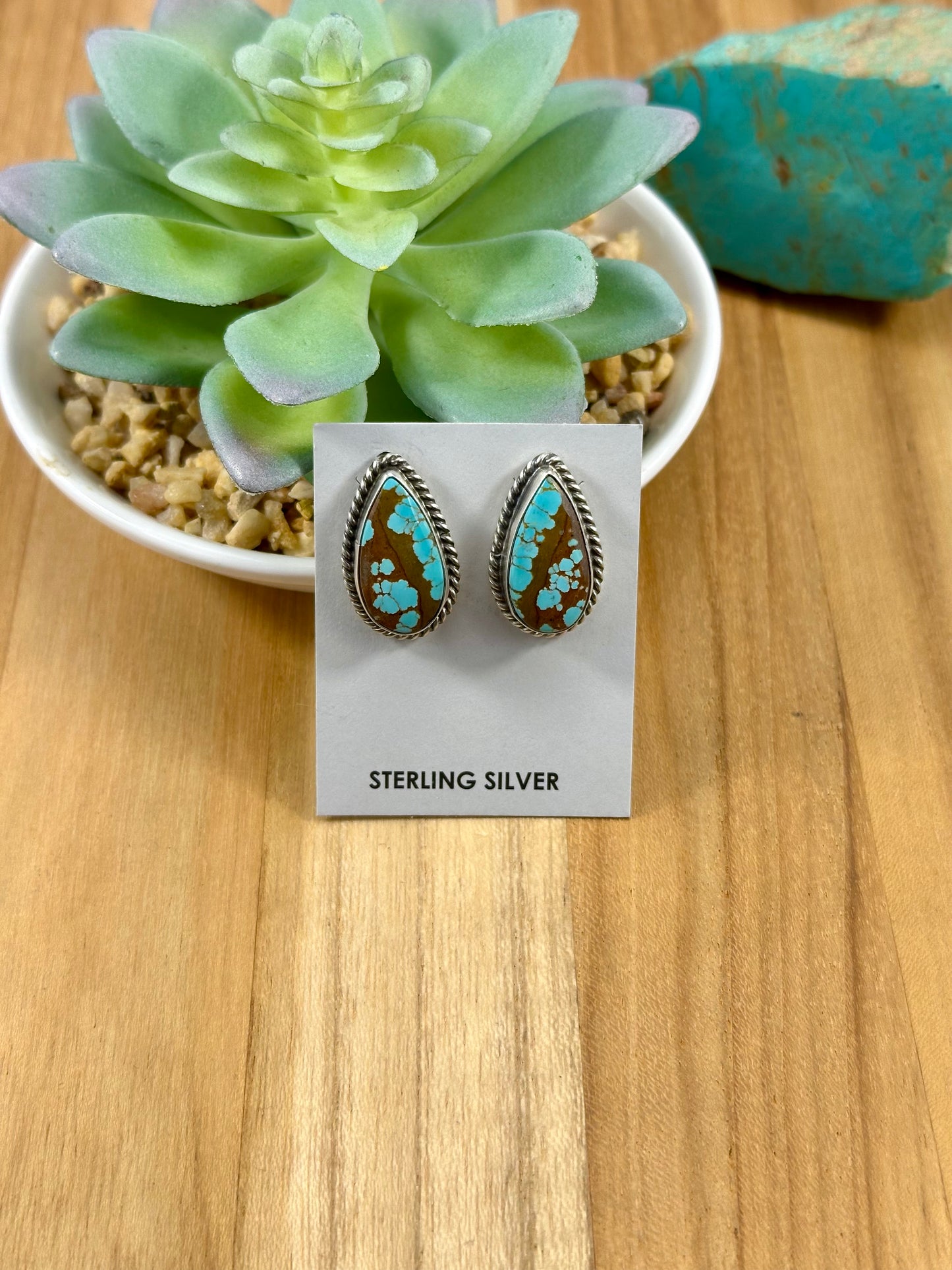 #8 Turquoise Teardrop Stud Earrings