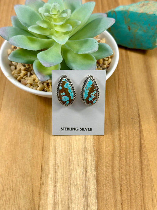 #8 Turquoise Teardrop Stud Earrings