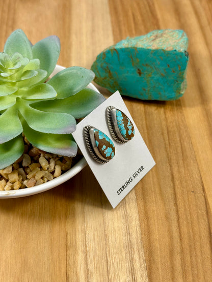 #8 Turquoise Teardrop Stud Earrings