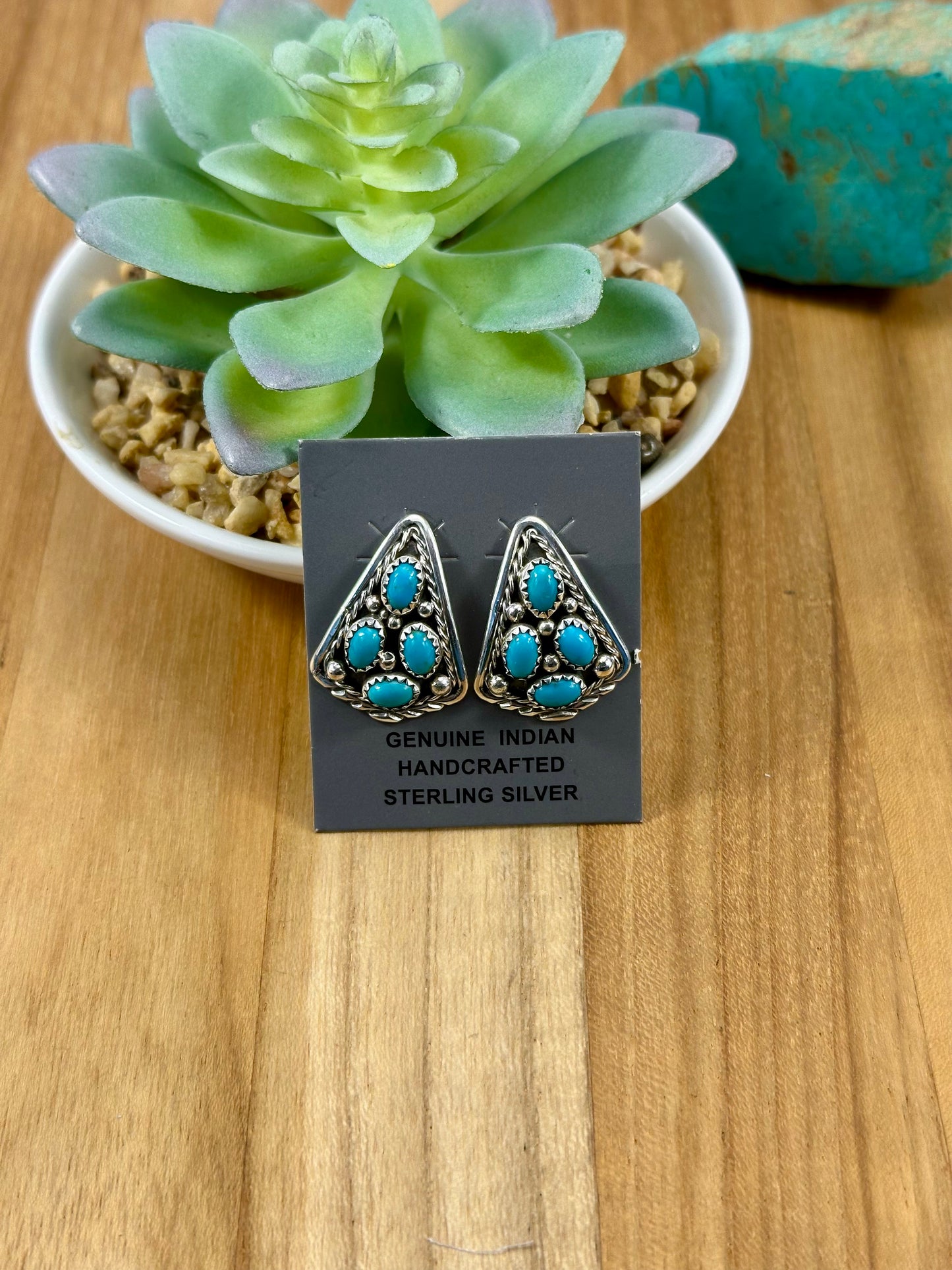 Kingman Turquoise Cluster Stud Earrings