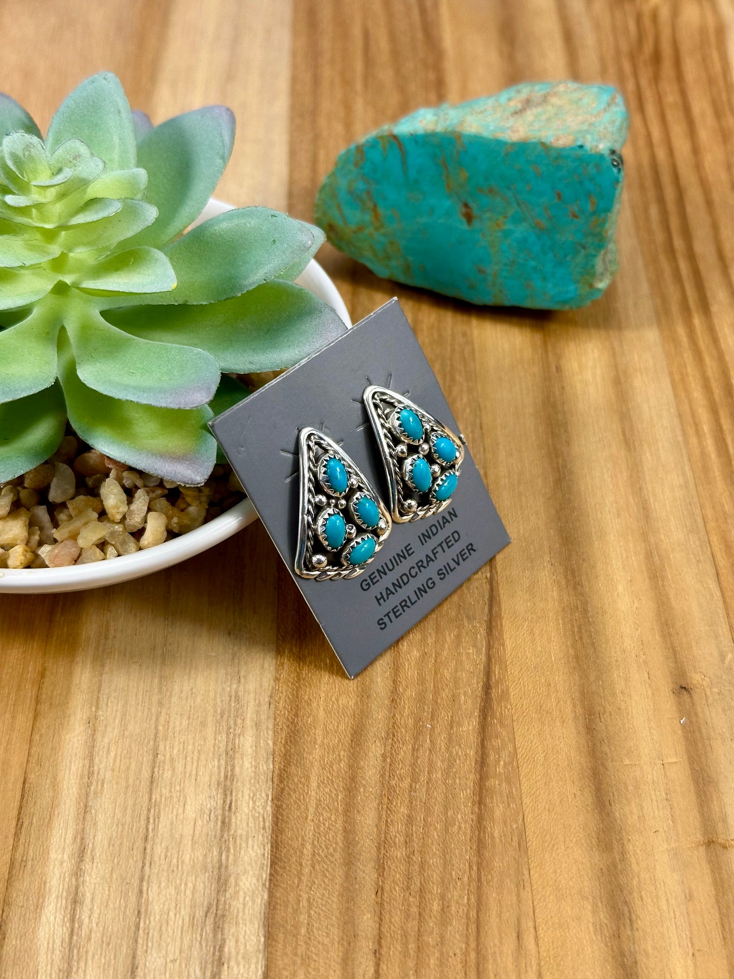 Kingman Turquoise Cluster Stud Earrings