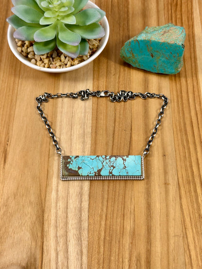 #8 Turquoise Bar Sterling Necklace
