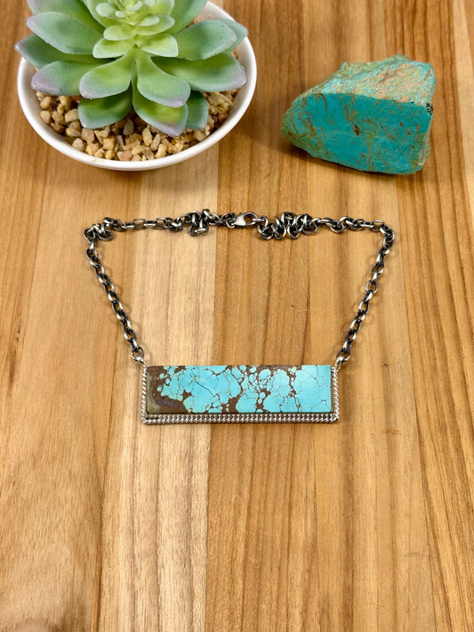 #8 Turquoise Bar Sterling Necklace