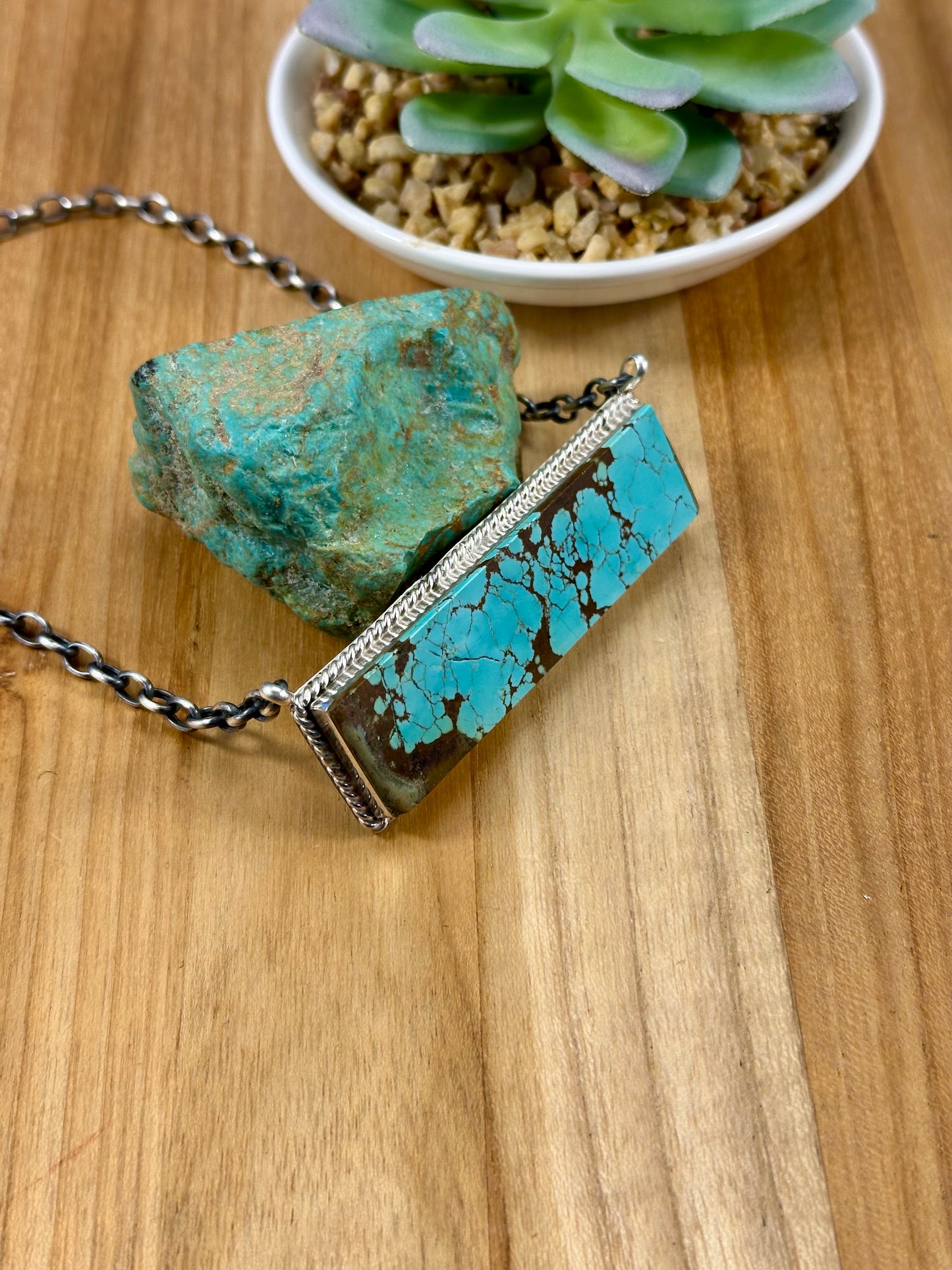 #8 Turquoise Bar Sterling Necklace