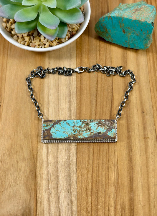 #8 Turquoise Bar Sterling Necklace
