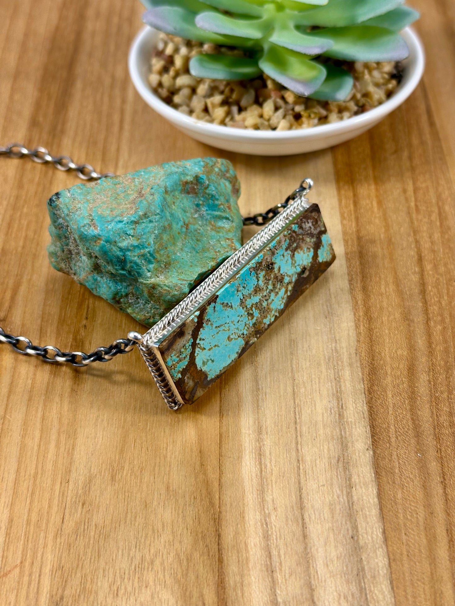 #8 Turquoise Bar Sterling Necklace