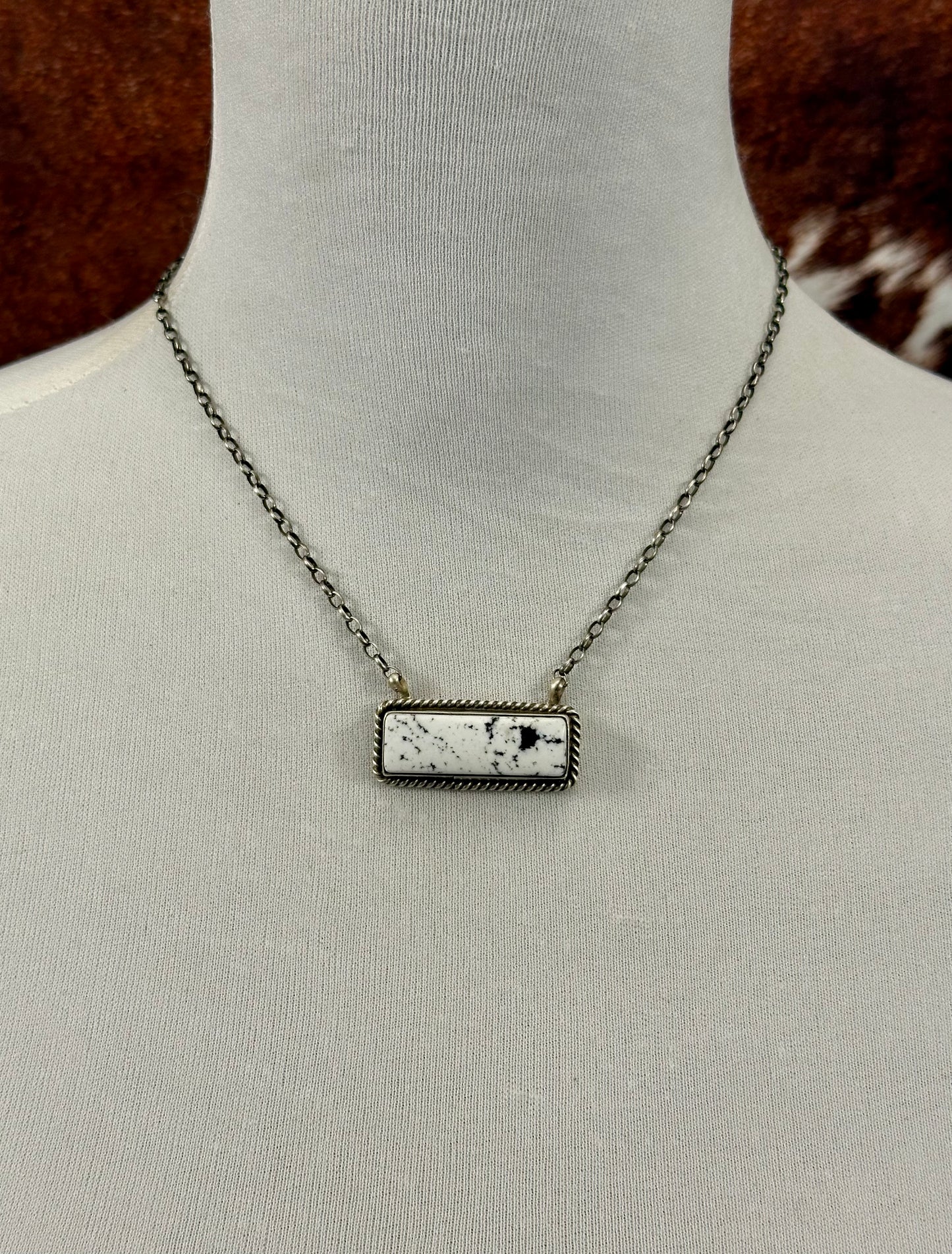White Buffalo Bar Sterling Necklace