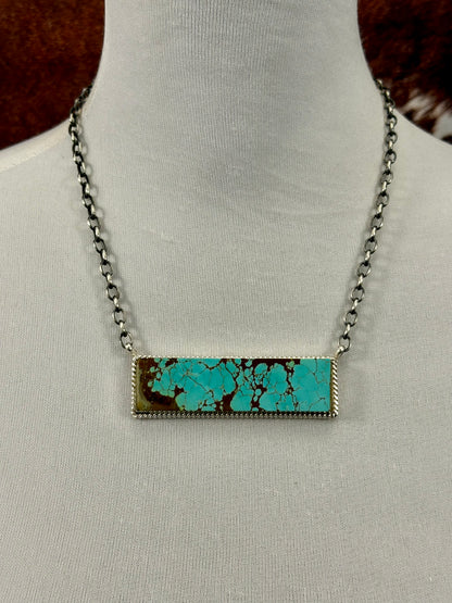 #8 Turquoise Bar Sterling Necklace