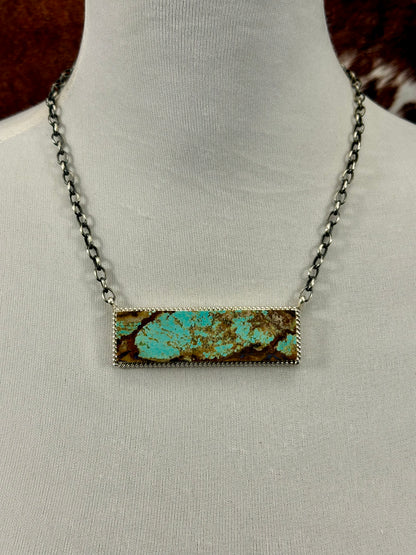 #8 Turquoise Bar Sterling Necklace
