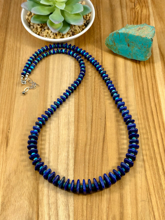 Lapis & Kingman Disc Chip Necklace