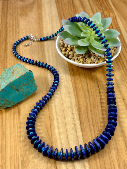 Lapis & Kingman Disc Chip Necklace