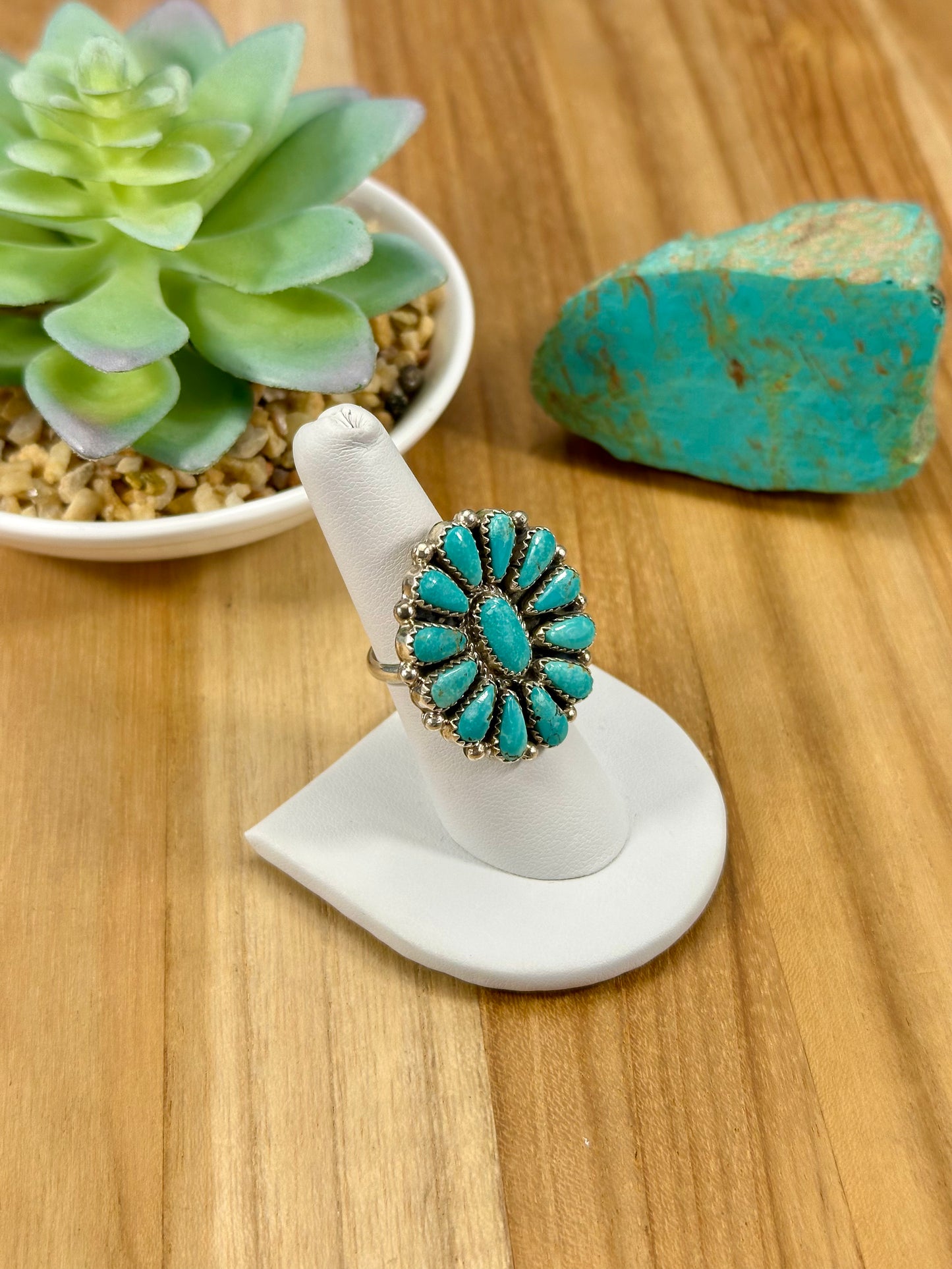 Kingman Turquoise Floral Cluster Ring