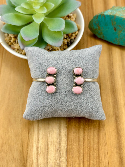 Pink Conch 3 Stone Wrap Cuff