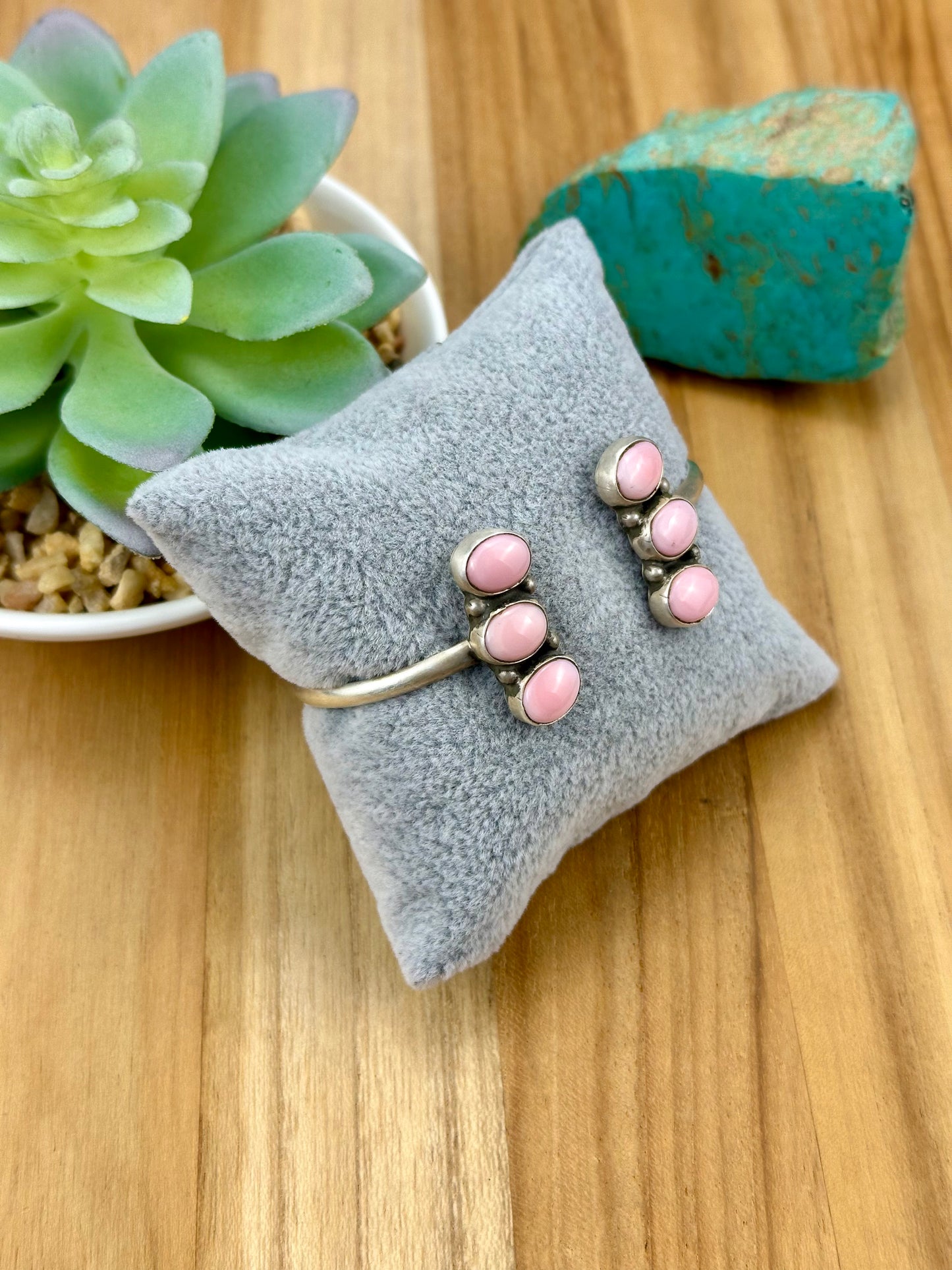 Pink Conch 3 Stone Wrap Cuff