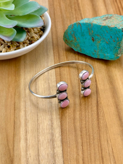 Pink Conch 3 Stone Wrap Cuff