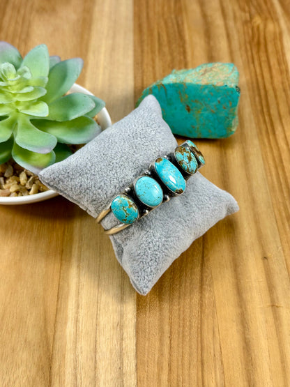 Kingman Turquoise 5 Stone Sterling Cuff