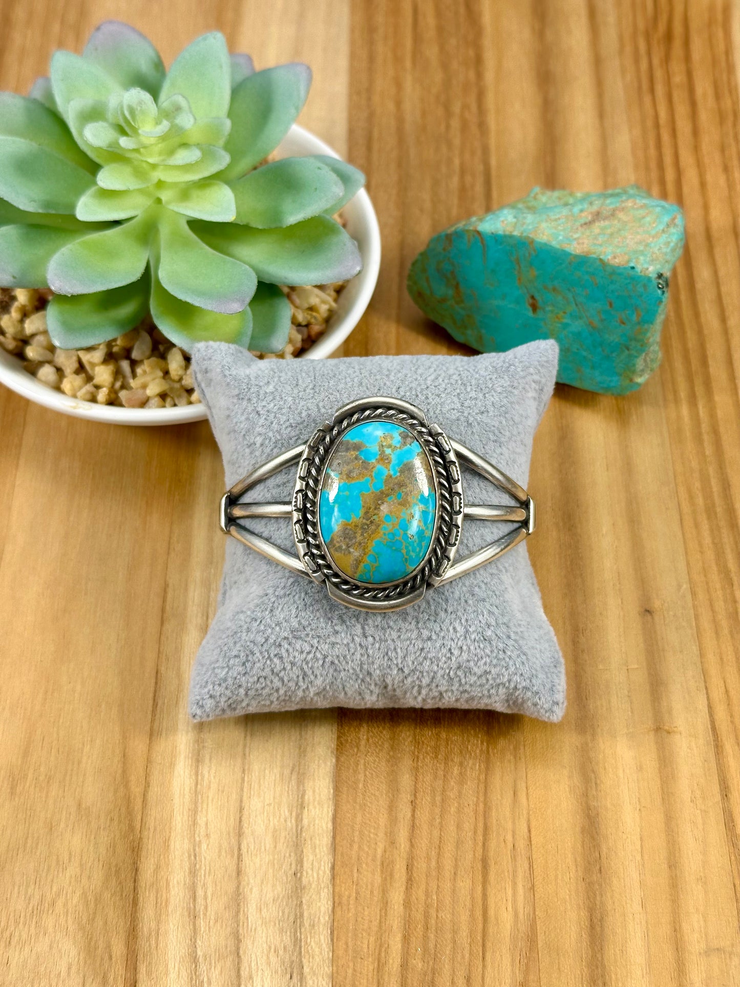 Kingman Turquoise Oval Sterling Cuff