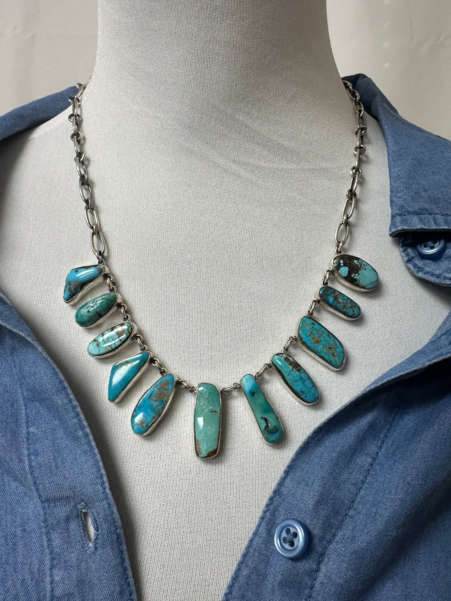 Royston Cluster 9 Stone Sterling Silver Necklace