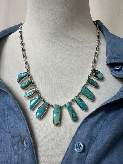 Royston Cluster 9 Stone Sterling Silver Necklace