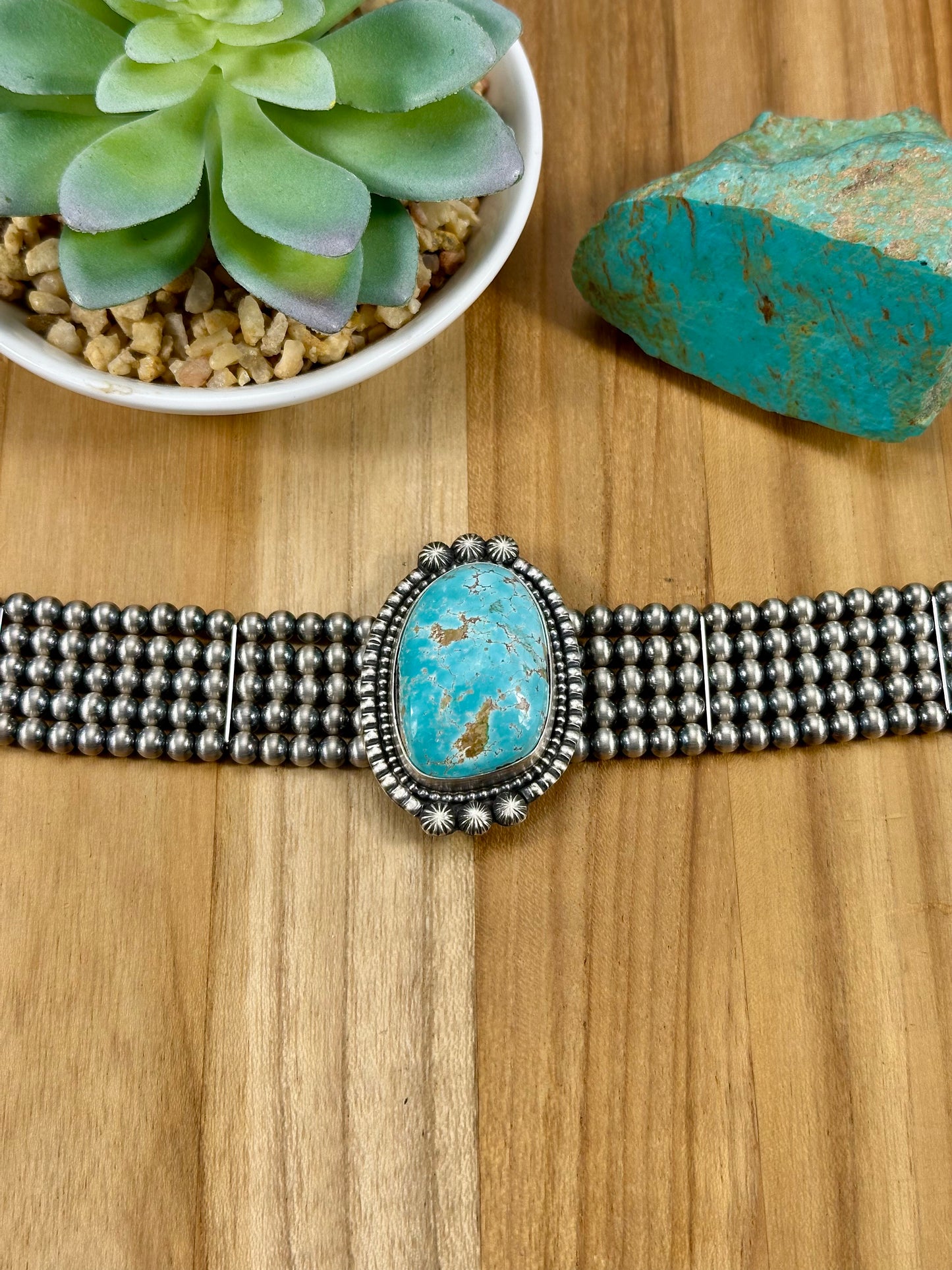 Kingman Turquoise Multi Strand Pearl Choker