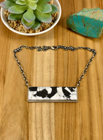 White Buffalo Bar Sterling Necklace