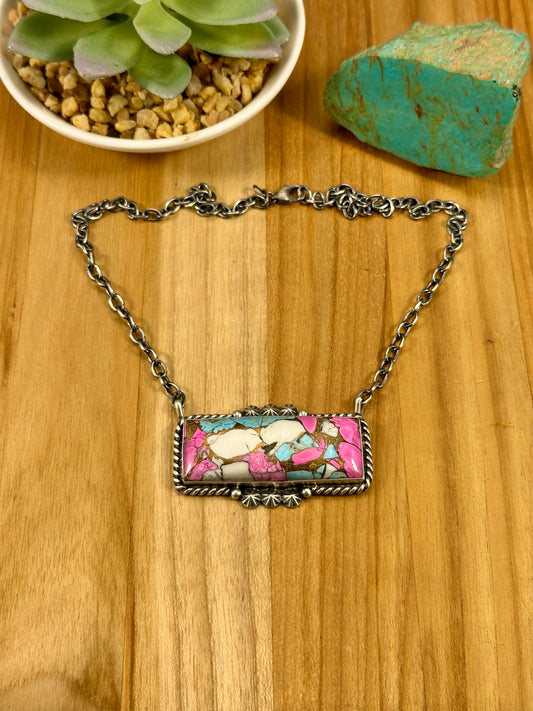 Cotton Candy Bar Sterling Necklace