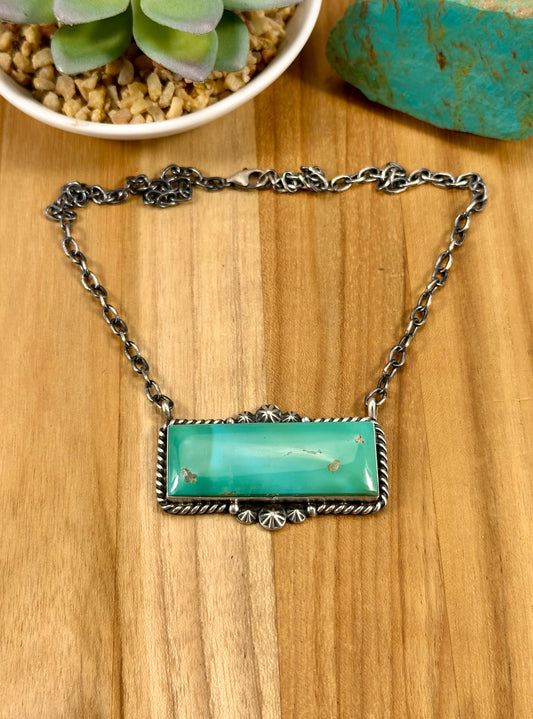 Kingman Turquoise Bar Sterling Necklace