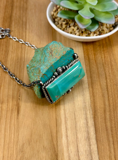 Kingman Turquoise Bar Sterling Necklace