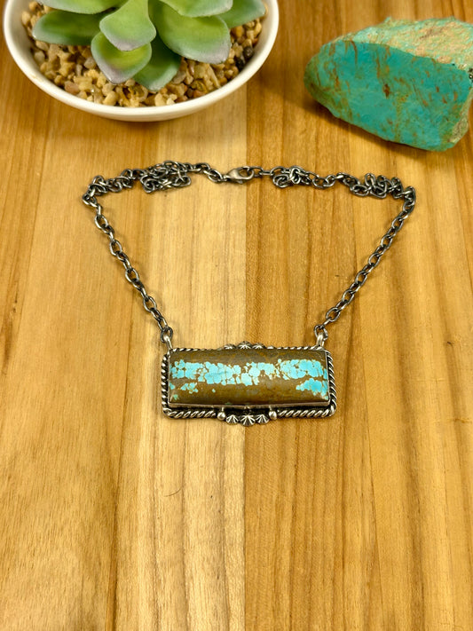#8 Turquoise Bar Sterling Necklace