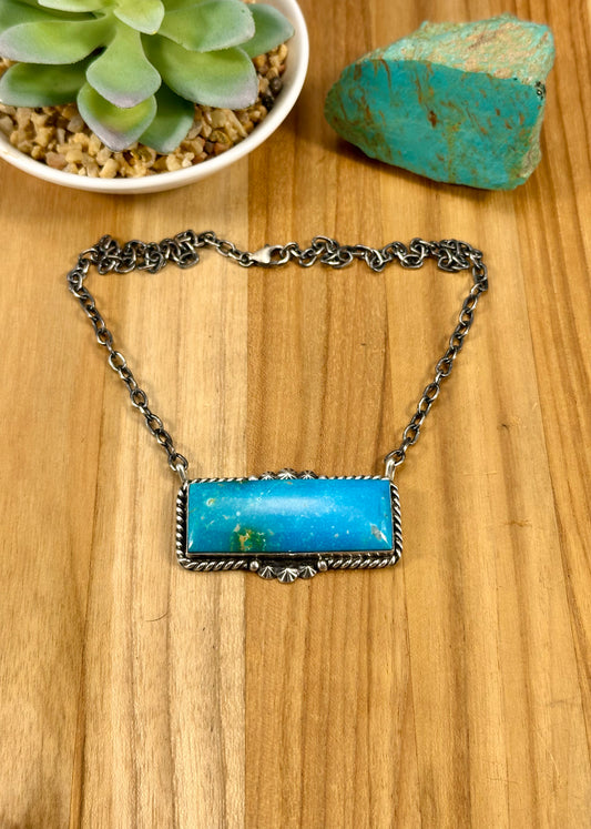 Kingman Turquoise Bar Sterling Necklace