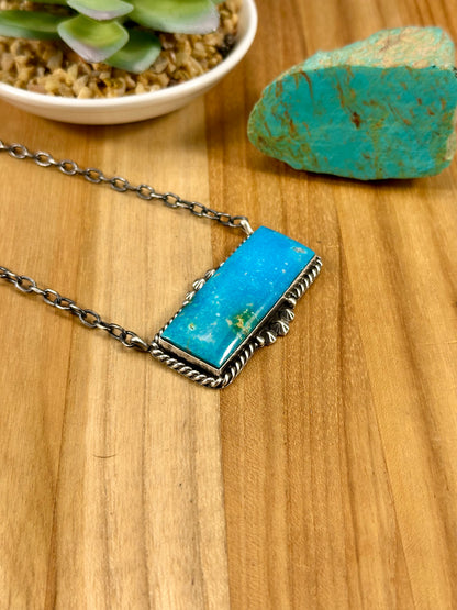 Kingman Turquoise Bar Sterling Necklace