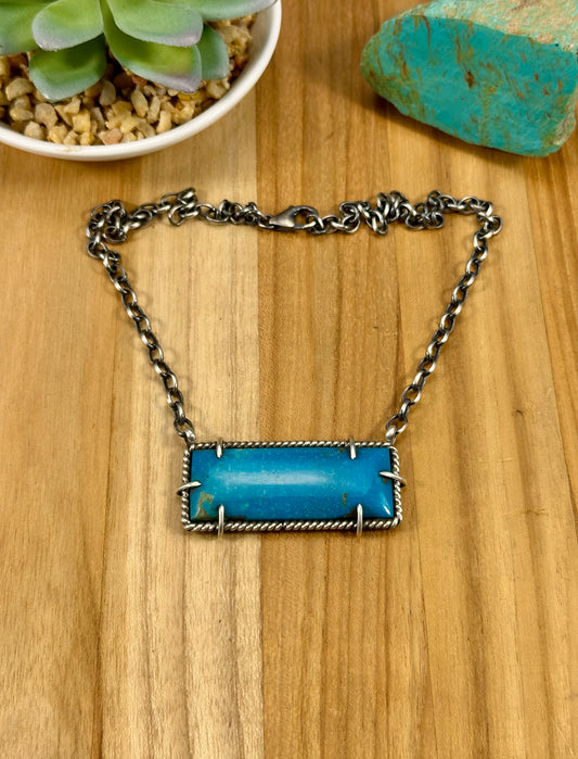 Kingman Turquoise Waterproof Bar Necklace