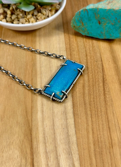 Kingman Turquoise Waterproof Bar Necklace