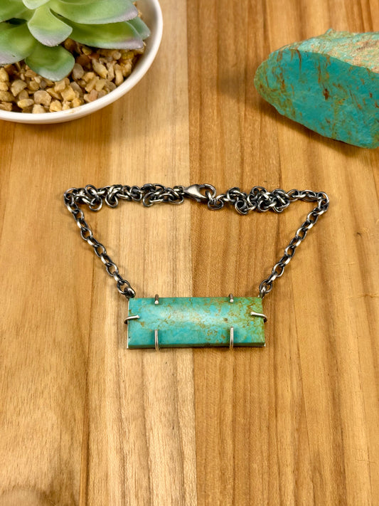 Kingman Turquoise Waterproof Bar Necklace