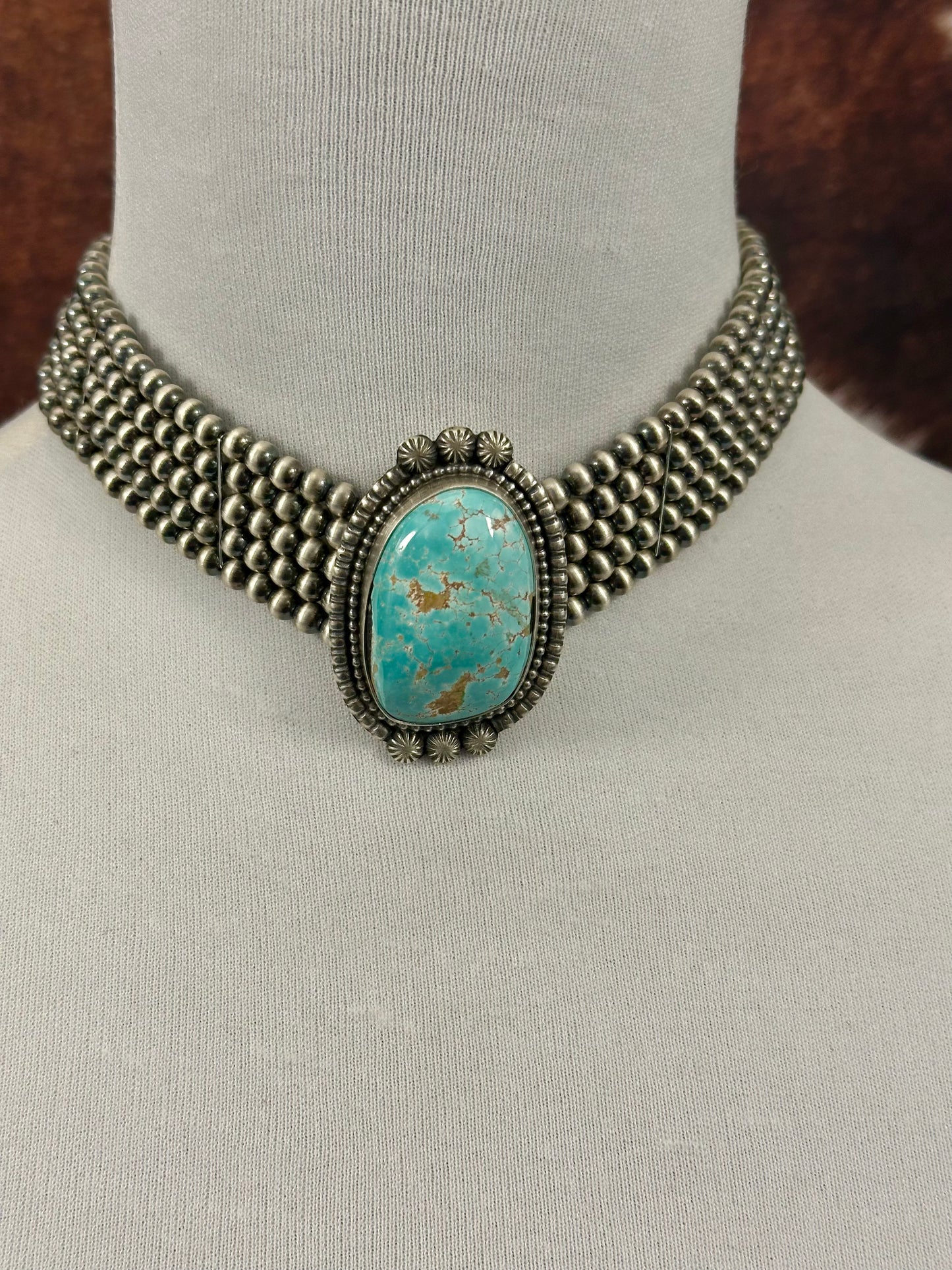 Kingman Turquoise Multi Strand Pearl Choker
