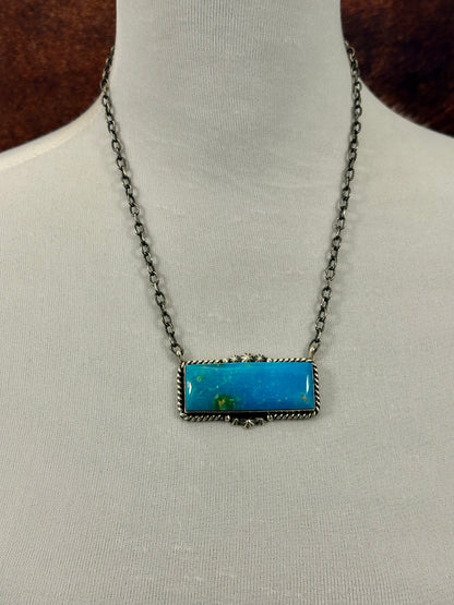 Kingman Turquoise Bar Sterling Necklace