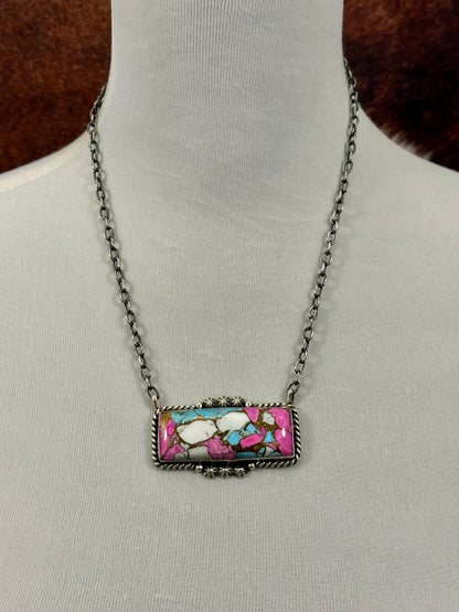 Cotton Candy Bar Sterling Necklace
