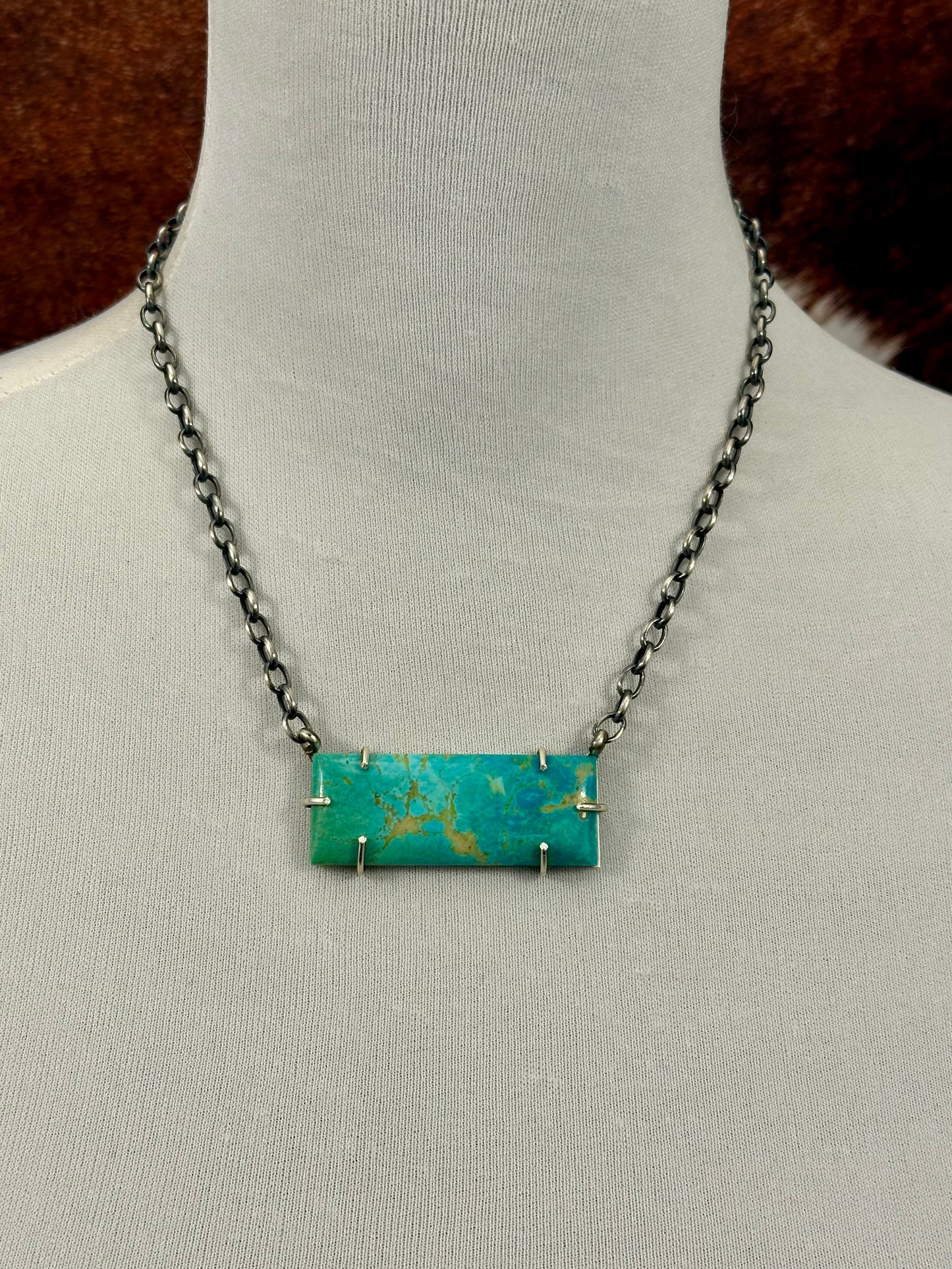Kingman Turquoise Waterproof Bar Necklace