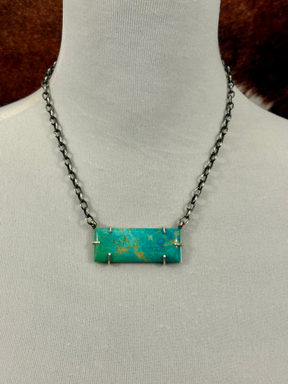 Kingman Turquoise Waterproof Bar Necklace